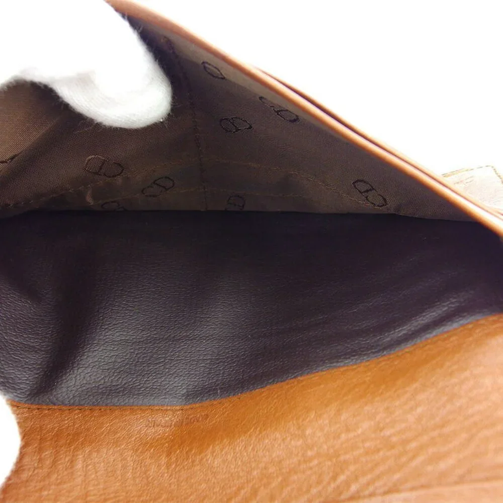 Dior Long Wallet logo plate leather Auth used E1623